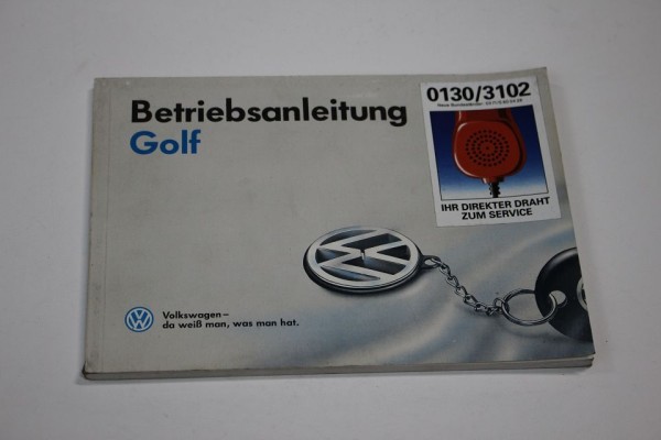 VW Golf 3 Betriebsanleitung Bedienungsanleitung Anleitung Handbuch 09/1993